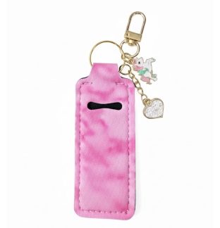 Pink Tie-Dye Lip Balm Holder Keychain Sleeve Rare, Chronic & Invisible Illness Support & Awareness