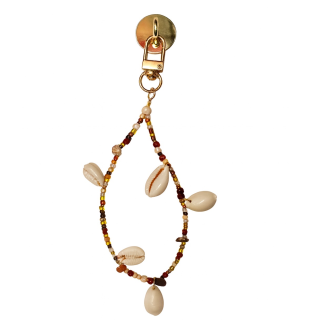 Handmade Brown Shells Beaded Phone Strap Bag Zipper Accessory Chronic Rare Invisible Illness Support & Awareness