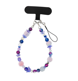 Handmade Purple Beaded Phone Strap Bag Zipper Accessory Chronic Rare Invisible Illness Support & Awareness