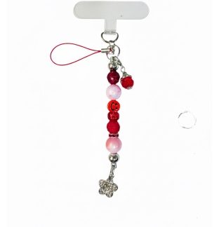 Handmade Red Pink Beaded Phone Strap Bag Zipper Accessory Chronic Rare Invisible Illness Support & Awareness