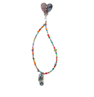 Handmade Multicolor Beaded Phone Bag Zipper Strap W/Stone Flipflop Accessory Chronic Rare Invisible Illness Support & Awareness