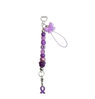 Handmade Purple Beaded Phone Bag Zipper Accessory Chronic Rare Invisible Illness Support & Awareness