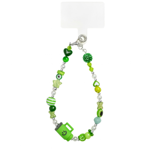 Handmade Green Beaded Phone Strap W/Tumbler Bag Zipper Accessory Chronic Rare Invisible Illness Support & Awareness