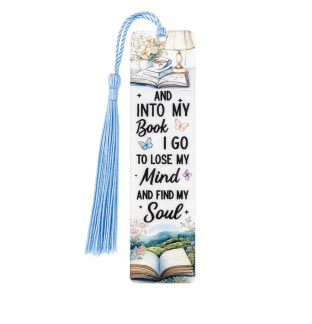 Handmade Light Blue Tassel Acrylic Bookmark Supporting Rare Invisible & Chronic Illness Awareness