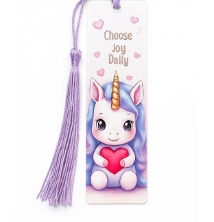 Handmade Purple Tassel Choose Joy Daily Unicorn Acrylic Just A Girl Who Loves Books Bookmark Supporting Rare Invisible & Chronic Illness Awareness