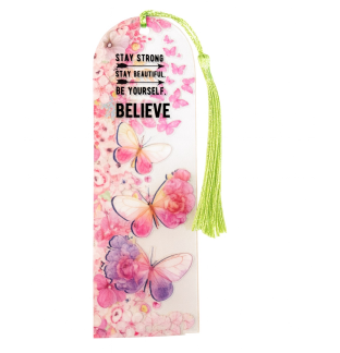 Handmade Green Tassel Stay Strong Believe Acrylic Bookmark Supporting Rare Invisible & Chronic Illness Awareness
