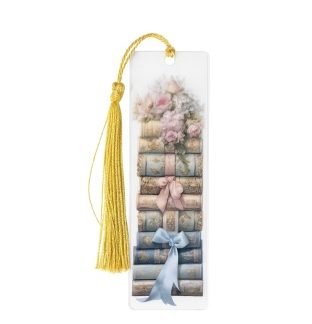 Handmade Yellow Tassel Book Pile Acrylic Bookmark Supporting Rare Invisible & Chronic Illness Awareness