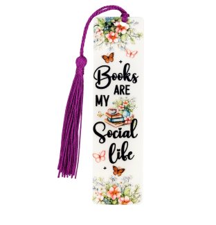Handmade Purple Tassel Books Are My Social Life Acrylic Bookmark Supporting Rare Invisible & Chronic Illness Awareness