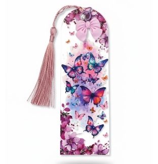 Handmade Pink Tassel w/Bow Butterfy Acrylic Bookmark Supporting Rare Invisible & Chronic Illness Awareness