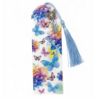Handmade Blue Tassel Butterfly I Coose Strength Charm Acrylic Bookmark Supporting Rare Invisible & Chronic Illness Awareness