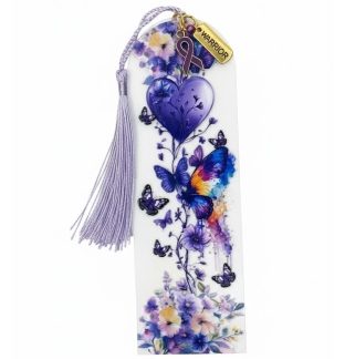 Handmade Purple Tassel Butterfly Purple Ribbon Warrior Charm Acrylic Bookmark Supporting Rare Invisible & Chronic Illness Awareness