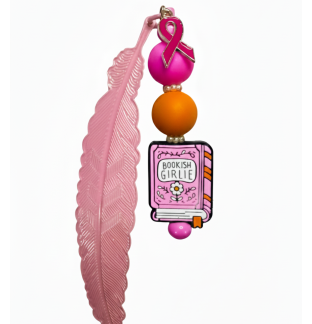 Handmade Pink Feather Book Girlie Bookmark With Rainbow Beads Supporting Rare Invisible & Chronic Illness Awareness