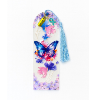 Handmade Blue Tassel Teal Ribbon Pink Purple Butterfly Acrylic Bookmark Supporting Rare Invisible & Chronic Illness Awareness