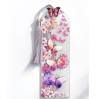 Handmade Periwinkle Purple Tassel Pink Butterfly Charm Pink Purple Butterfly Acrylic Bookmark Supporting Rare Invisible & Chronic Illness Awareness