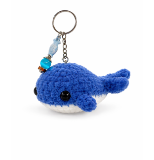 Handmade Blue Whale Crochet Plush Keychain Support Chronic, Rare & Invisible Illness Awareness