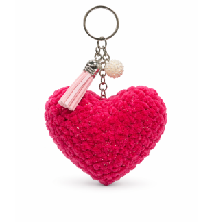 Handmade Pink Heart Crochet Plush Keychain Support Chronic, Rare & Invisible Illness Awareness