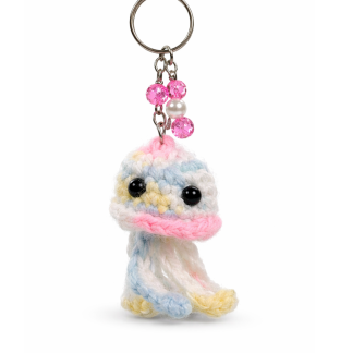 Handmade Pink Blue Yelliw White Octopus Crochet Plush Keychain Support Chronic, Rare & Invisible Illness Awareness