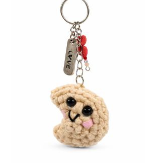 Handmade Fortune Cookie Red Charm Crochet Plush Keychain Support Chronic, Rare & Invisible Illness Awareness