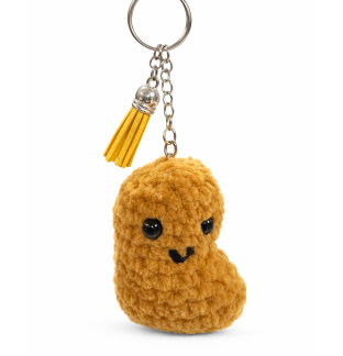 Handmade Gold Brown Nugget Yellow Tassel Crochet Plush Keychain Support Chronic, Rare & Invisible Illness Awareness
