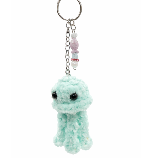 Handmade Teal Octopus With Purple Charm Crochet Plush Keychain Support Chronic, Rare & Invisible Illness Awareness ( Copy )