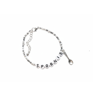 Gray Spoonie Bracelet with Spoon Charm – Chronic Illness & Rare and Invisible Disabilities Awareness Jewelry