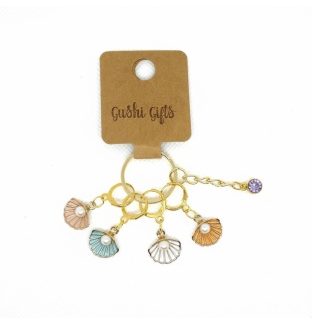 Handmade Shells w/White Pearl Awareness Stitch Markers Supporting & Spreading Awareness Chronic Rare Disease