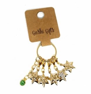 Handmade Star Stitch Markers w/ Green Charm Supporting Chronic, Rare & Invisible Disrase Awareness