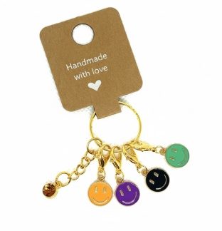 Handmade Green Black Purple Yellow Smiley Face Stitch Markers Supporting & Spreading Awareness Chronic Rare & Invisible Disease Awareness