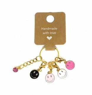 Handmade Pinks White Black Smiley Face Stitch Markers Supporting & Spreading Awareness Chronic Rare & Invisible Disease Awareness