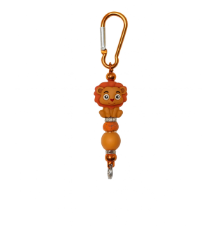 Handmade Fierce Orange Lion Beaded Keychain Supporting Invisible Illness Awareness