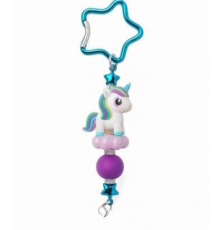 Handmade Purple & Teal Unicorn Beaded Keychain Supporting Invisible Illness Awareness