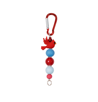 Handmade Blue & Red Cardinal Beaded Keychain Supporting Invisible Illness Awareness