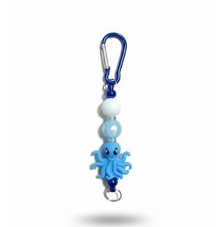 Handmade Octopus Blue Beaded Keychain Supporting Invisible Illness Awareness