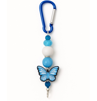 Handmade Blue Butterfly Beaded Keychain Supporting Invisible Illness Awareness