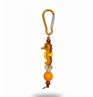 Handmade Orange Seahorse Beaded Keychain Supporting Invisible Illness Awareness