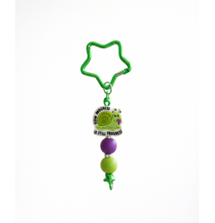 Handmade Slow Progress Is Still Progress Snail Green Beaded Keychain Supporting Invisible Illness Awareness