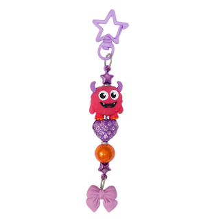 Handmade Purple & Pink Monster Beaded Keychain Supporting Invisible Illness Awareness