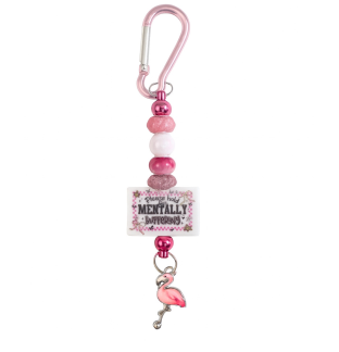 Handmade Pink Mentally Buffering Beaded Keychain Supporting Invisible Illness Awareness