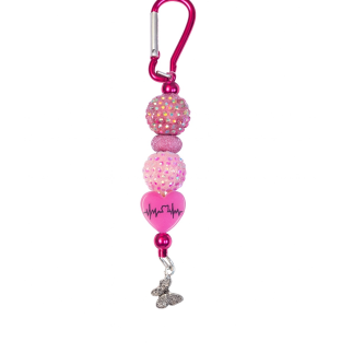 Handmade Pink Beaded Keychain W/ Sloth Charm Supporting Invisible Illness Awareness