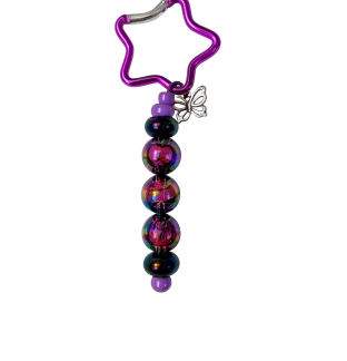 Handmade Purple & Black Butterfly Beaded Keychain W/ Sloth Charm Supporting Invisible Illness Awareness