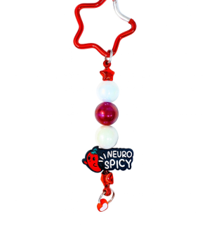 Handmade Red Neuro Divergent Beaded Keychain W/ Sloth Charm Supporting Invisible Illness Awareness