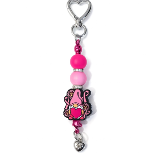 Handmade Pink Knome Beaded Keychain W/ Sloth Charm Supporting Invisible Illness Awareness