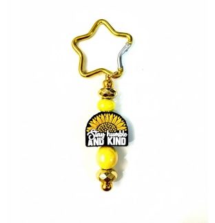 Handmade Yellow Stay Humble & Kind Beaded Keychain W/ Sloth Charm Supporting Invisible Illness Awareness