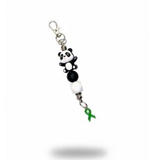 Handmade Panda Green Ribbon Beaded Keychain Supporting Invisible Illness Awareness
