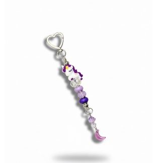 Handmade Purple Unicorn Beaded Keychain Supporting Invisible Illness Awareness