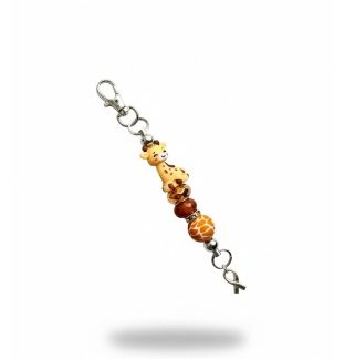 Handmade Brown Giraffe Beaded Keychain Supporting Invisible Illness Awareness