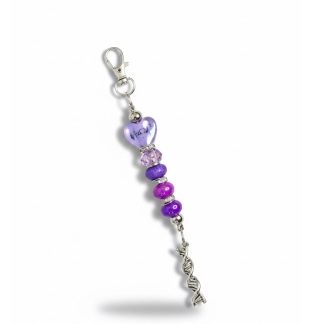 Handmade Purple Heartbeat W/ DNA Charm Beaded Keychain Supporting Invisible Illness Awareness