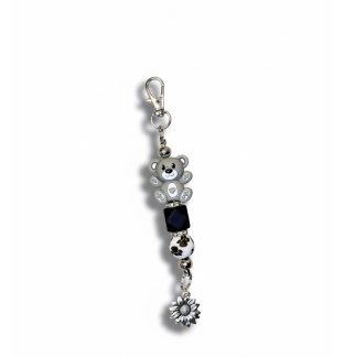 Handmade Gray Bear Beaded Keychain Supporting Invisible Illness Awareness