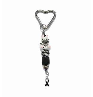 Handmade Black @ White Zebra Beaded Keychain Supporting Invisible Illness Awareness