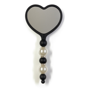 Handmade Black White Beaded Heart Mirror Cute Vanity & Makeup Mirror Support Chronic Rare & Invisible Illness Awareness Self Care
